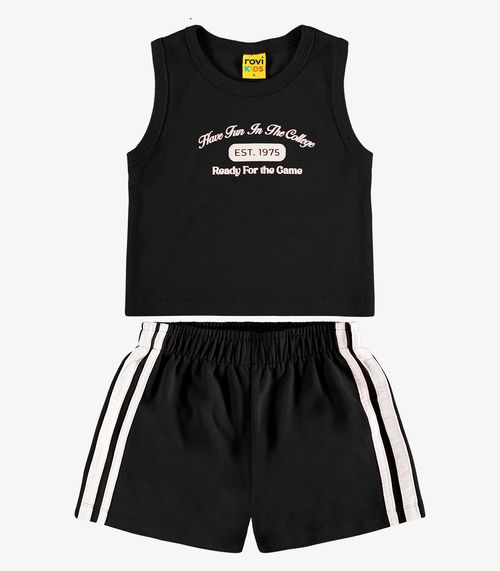 Conjunto Regata com Shorts Ribana 2x1 Rovi Kids Preto