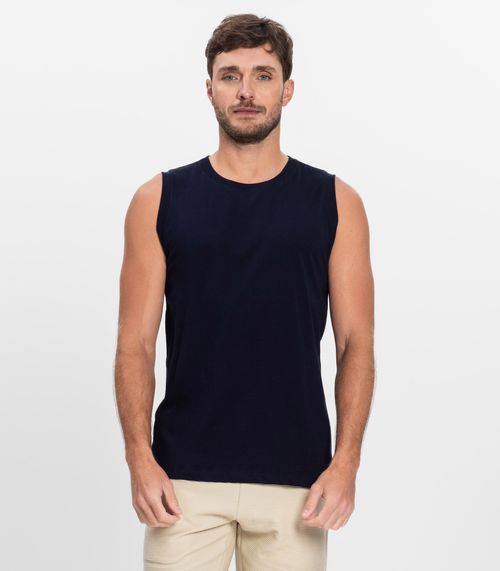 Regata Masculina Básica Meia Malha Diametro Azul