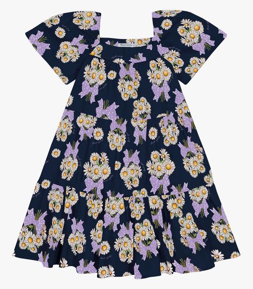 Vestido Infantil Estampado Trick Nick Azul
