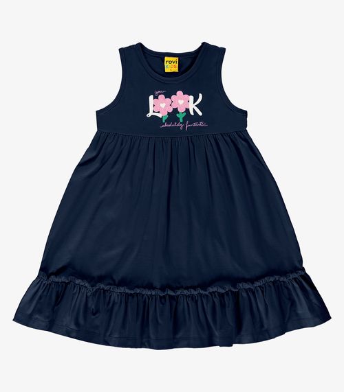Vestido Menina Meia Malha Rovi Kids Azul