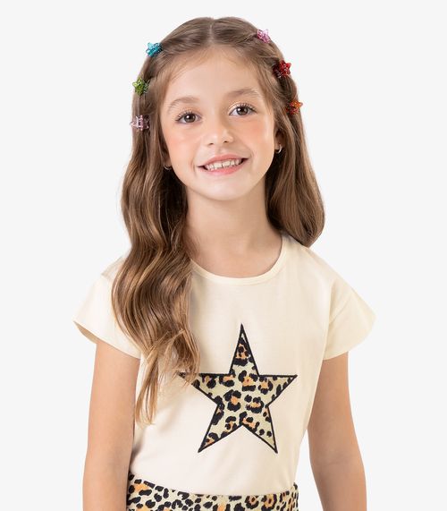 Conjunto Blusa com Saia em Meia Malha Rovi Kids Bege