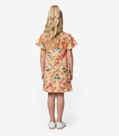Vestido Infantil Feminino Estampado Select Laranja