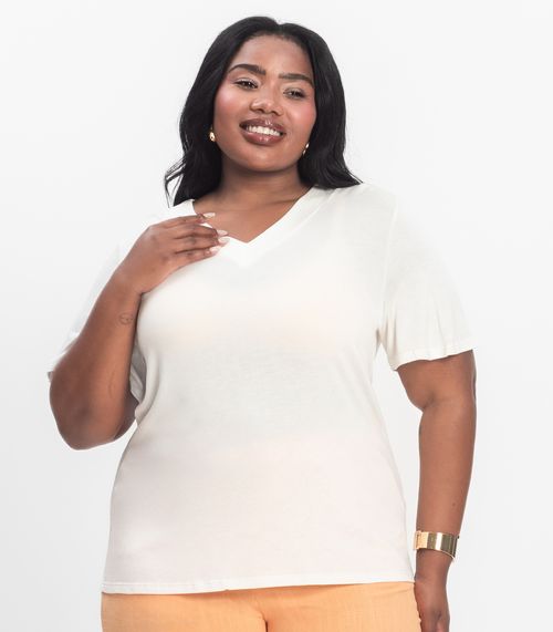 Blusa Visco Tricot Plus Size Secret Glam Bege