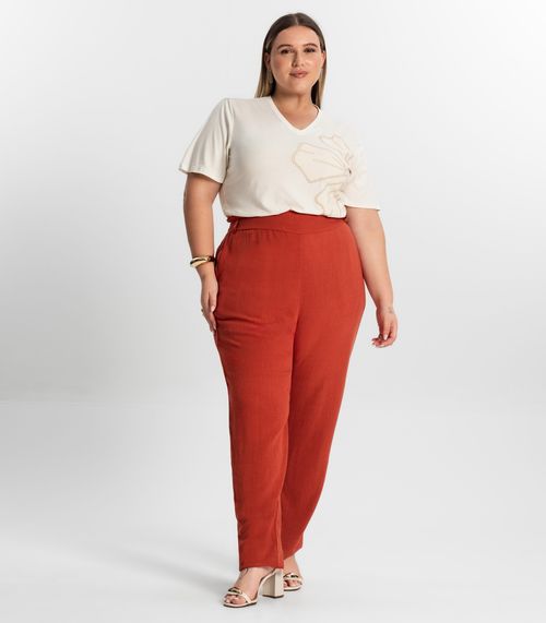 Calça Plus Size Feminina Secret Glam Laranja