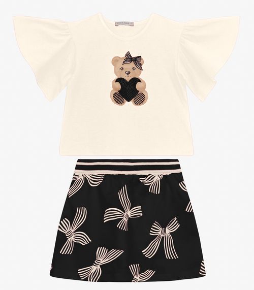 Conjunto Blusa com Shorts Saia Trick Nick Bege