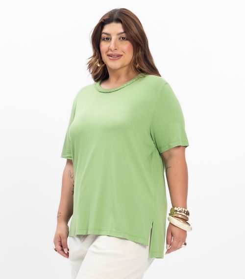 Blusa Manga Curta Feminina Plus Size Secret Glam Verde