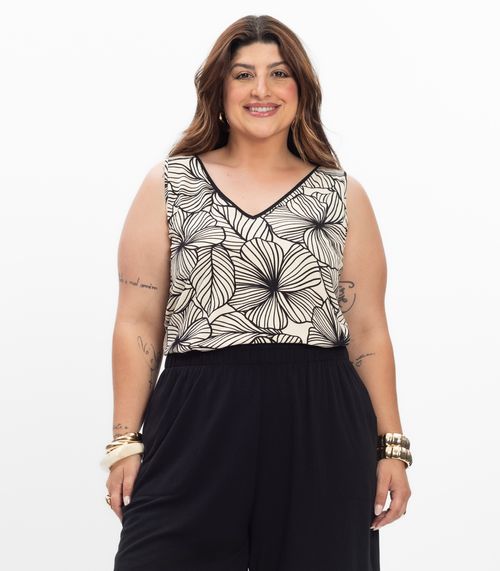 Regata em Viscose Feminina Plus Size Secret Glam Bege