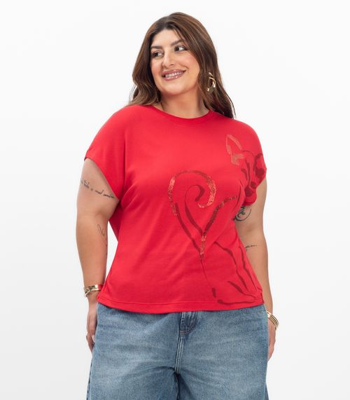 Camiseta Feminina Plus Size Secret Glam Vermelho