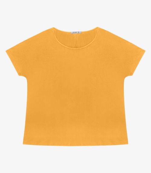 Blusa Manga Curta Feminina Plus Size Secret Glam Amarelo