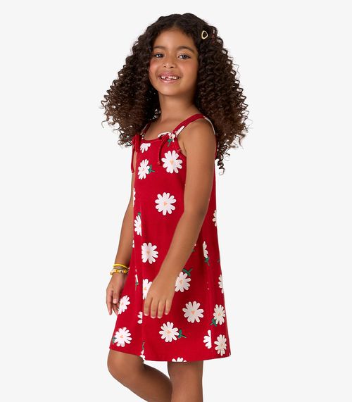 Vestido Infantil Visco Maquinetada Rovi Kids Vermelho