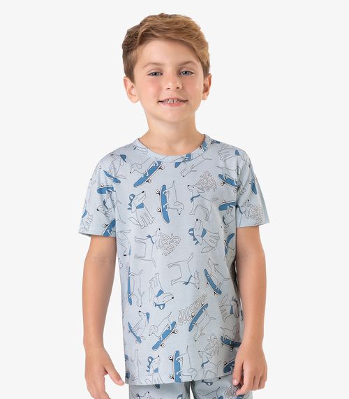 Pijama Meia Malha Rovi Kids Azul