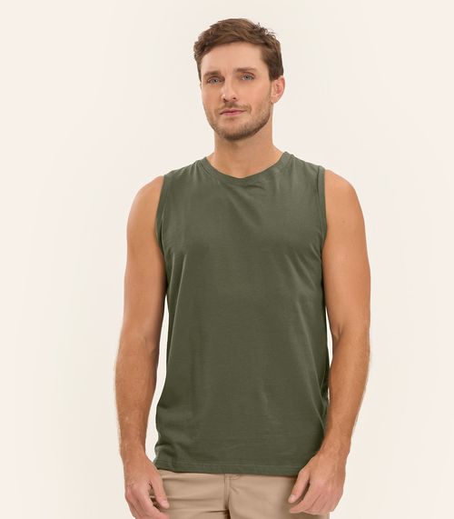 Regata Masculina Básica Meia Malha Diametro Verde