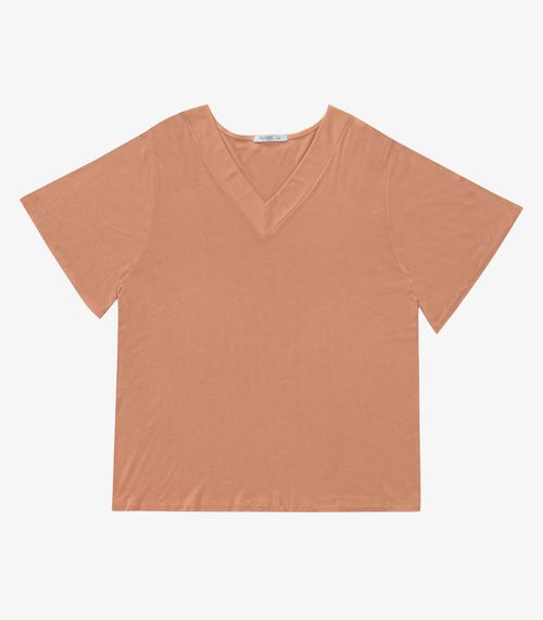 Blusa Visco Tricot Plus Size Secret Glam Marrom