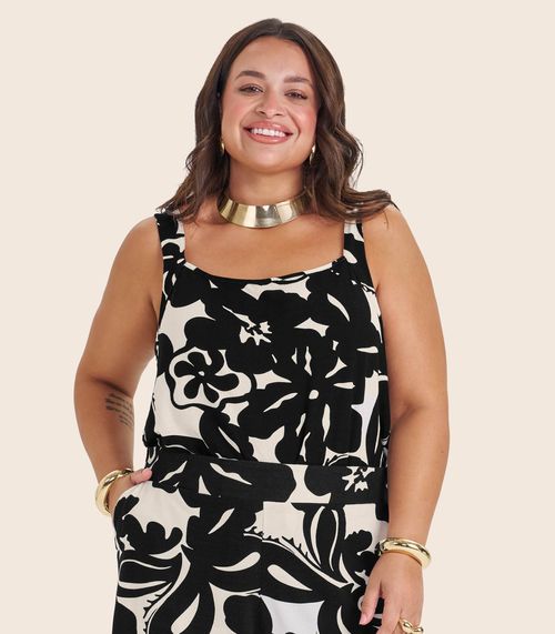 Regata Feminina em Viscose Maquinetada Secret Glam Preto