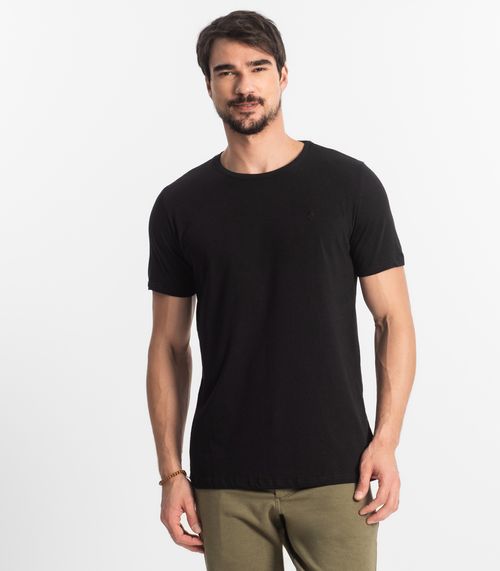Camiseta Masculina Plus Size Meia Malha Diametro Preto