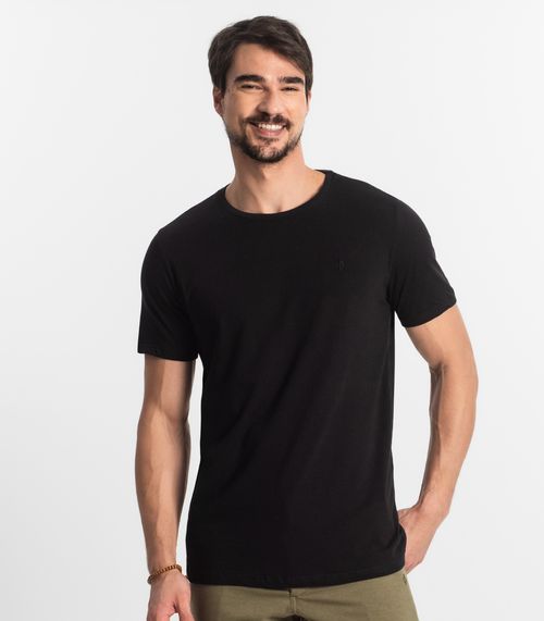Camiseta Masculina Plus Size Meia Malha Diametro Preto
