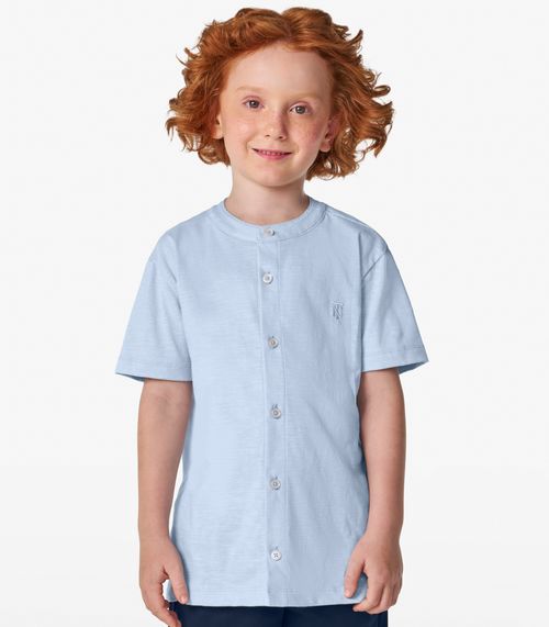 Camisa Menino em Meia Malha MaquinetaTrick Nick Azul