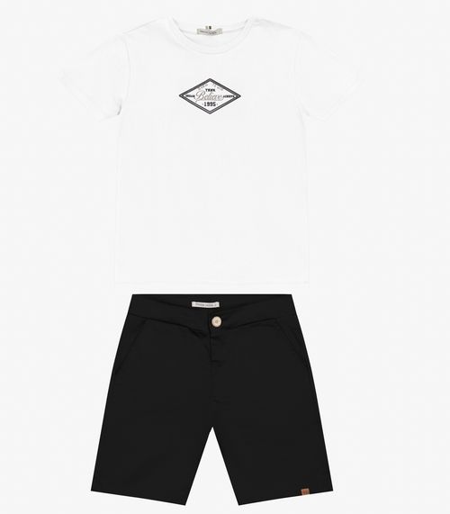 Conjunto Masculino Camiseta com Bermuda Trick Nick Branco