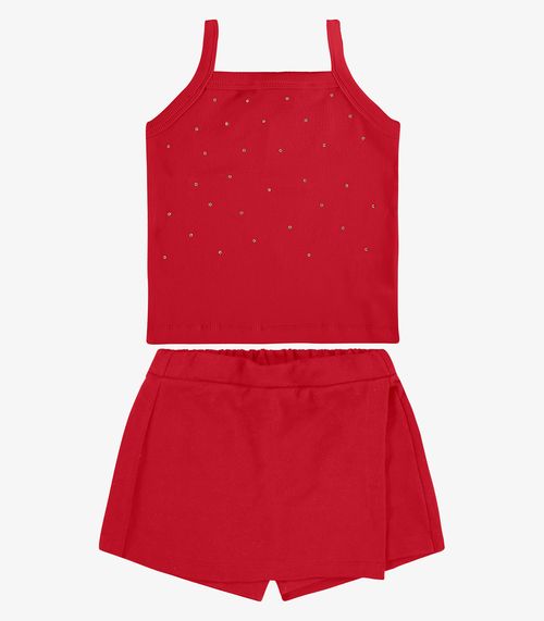 Conjunto Regata com Shorts Saia RoviKids Vermelho