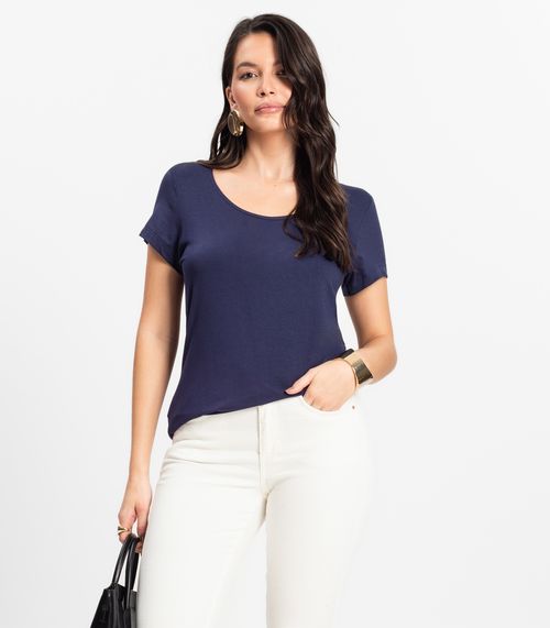 Blusa Feminina Viscotorcion Básica Rovitex Azul