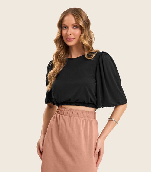 Blusa Cropped Feminina Rovitex Preto