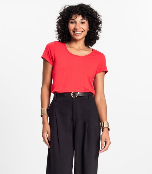 Blusa Feminina Viscotorcion Básica Rovitex Vermelho