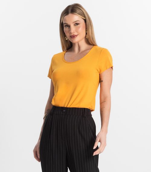 Blusa Feminina Viscotorcion Básica Rovitex Amarelo