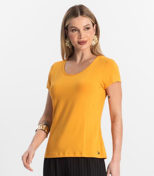 Blusa Feminina Viscotorcion Básica Rovitex Amarelo