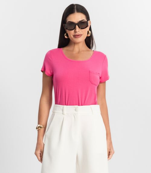 Blusa Feminina Viscotorcion Com Bolso Rovitex Rosa