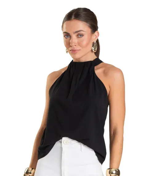 Regata Feminina em Tecido Dianna Preto