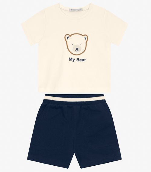 Conjunto Camiseta com Bermuda Menino Trick Nick Off White