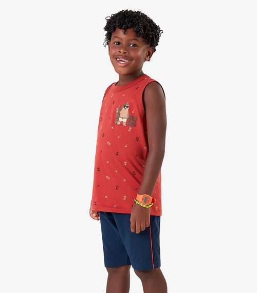 Conjunto Camiseta com Bermuda Meia Malha Rovi Kids Laranja