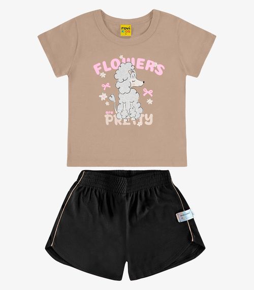 Conjunto Blusa com Shorts Malhão Fruit RoviKids Marrom