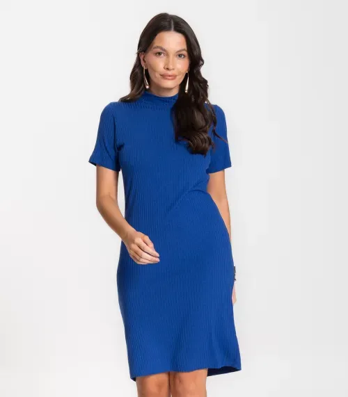 Vestido Feminino Canelado Infinita Cor Azul