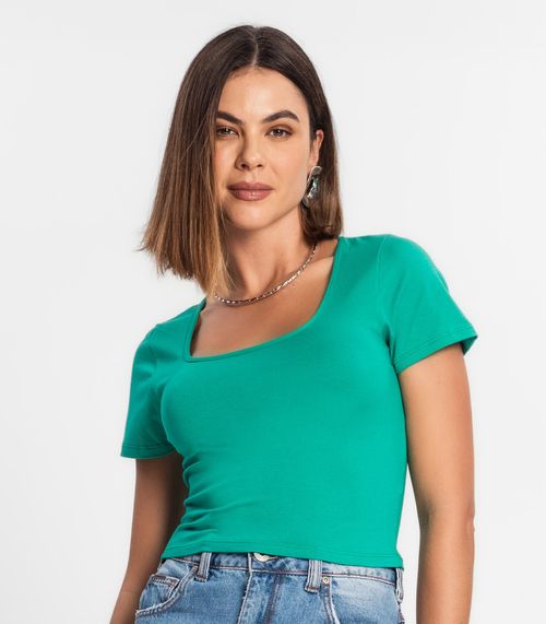 Blusa Cropped Feminina Rovitex Verde