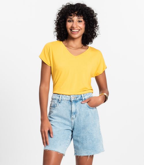 Blusa Feminina Viscotorcion Rovitex Amarelo