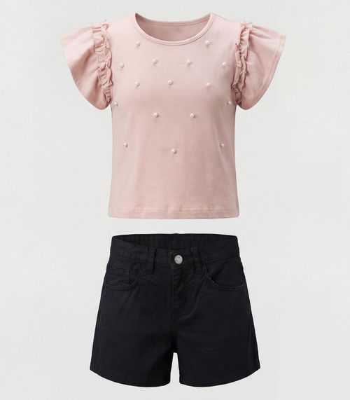 Conjunto Infantil Camiseta com Shorts Trick Nick Rosa