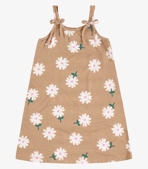 Vestido Infantil Visco Maquinetada Rovi Kids Marrom