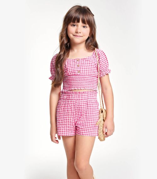 Conjunto Menina Blusa com Shorts Trick Nick Rosa