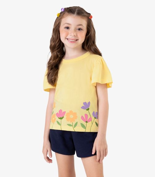 Blusa Infantil em Meia Malha Rovi Kids Amarelo
