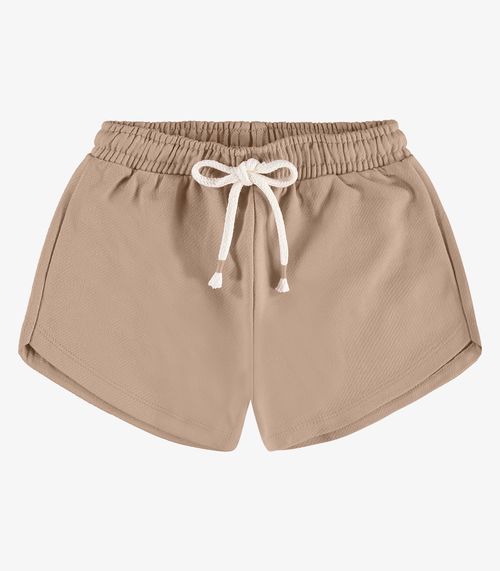 Shorts Infantil em Moletom Sarjado Rovi Kids Marrom