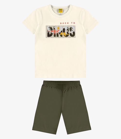 Conjunto Infantil Camiseta com Bermuda Rovi Kids Bege