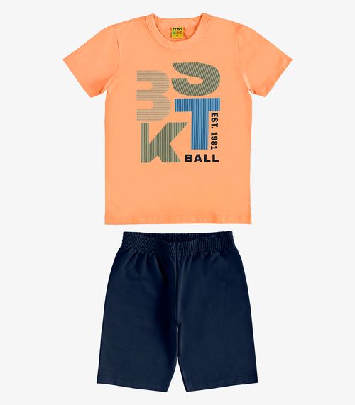 Conjunto Regata com Bermuda Moletom Rovi Kids Laranja