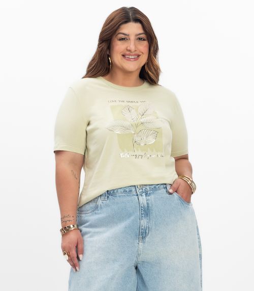 Camiseta Feminina Plus Size Secret Glam Verde