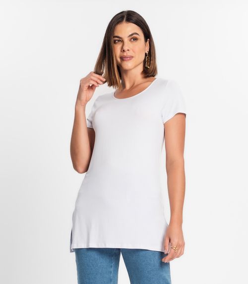 Blusa Básica Alongada Feminina Rovitex Branco