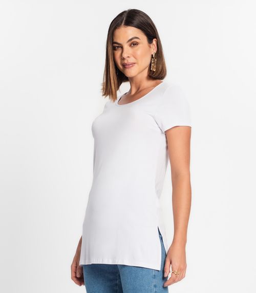 Blusa Básica Alongada Feminina Rovitex Branco