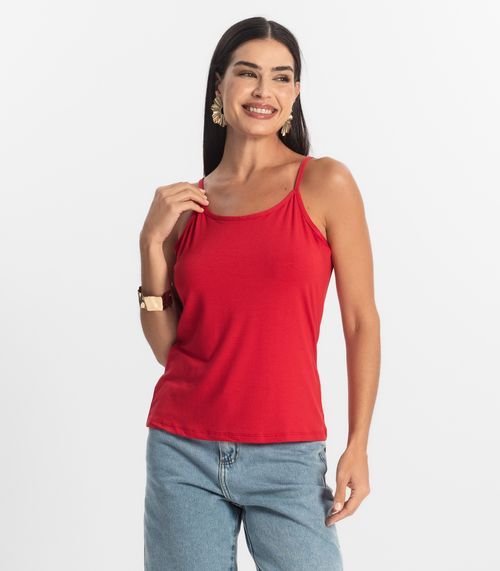 Blusa de Alça Feminina Viscotorcion Básica Rovitex Vermelho