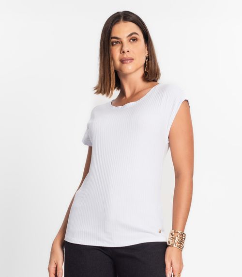 Blusa Feminina Ribana Canelada Básica Rovitex Branco