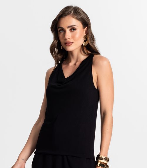 Regata Feminina Decote Degagê Endless Preto