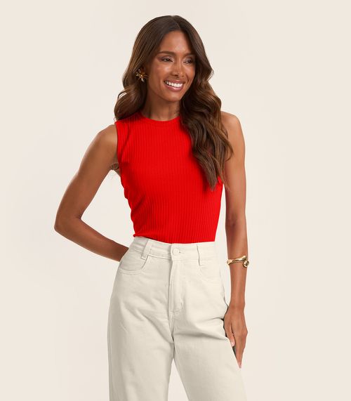 Regata Feminina Ribana Canelada Rovitex Laranja